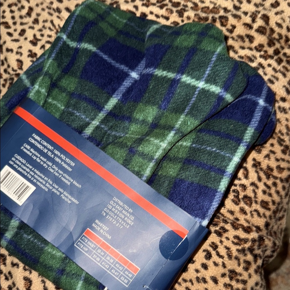 Plaid Green and Blue Fleece Pajama Pants men’s size XL